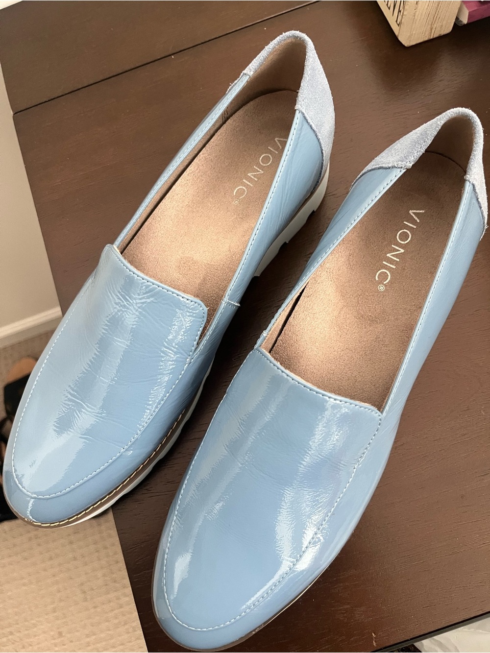 Vionic Light Blue Patent Slip-On Loafers